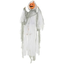 Halloween Pumpkin Ghost Decoration Red LED Eyes Blinking Hanging Prop picture