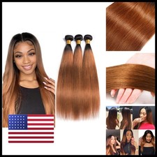 Leruikair Human Hair Bundles 22 24 26 Inch Straight T1B/30 Chocolate Brown picture