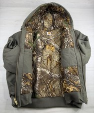 Vtg Carhartt Huntsman Jacket Camo Quilt Lined Moss Green Bomber Y2K Mens 2XL EUC picture