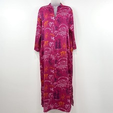 Natori Empress Orchard Sleepshirt S NWT Asian Satin Half Zip Comfort Maxi picture