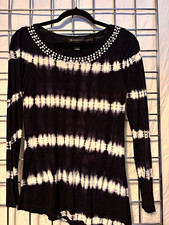 INC International Concepts Women’s Black/White Tie-Dye Rhinestone Top S picture