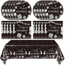 41PCS Happy Retirement Party Decorations for Men and Women,Black Silver Happy... picture