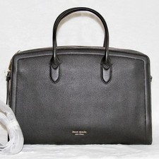 NWT Kate Spade Knott Commuter Office Laptop Bag Black Leather Purse Handbag picture