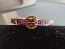 Mahaleo Sterling Silver Yellow Gold Plated Ruby & Zircon Buckle Bracelet  picture