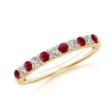 Angara Round Ruby Shared Prong Diamond Half Ring in 14K Solid Gold picture