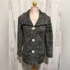 Vintage Marled Knit Wool Cardigan Grandma Sweater Layers picture
