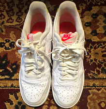 Nike Court Vision Men's Low Top Leather Lace-Up Sneakers White/Pink picture