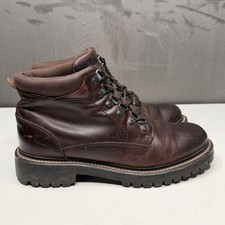 Vtg Timberland Ridge Rider Boots Men 7 Brown Leather Chunky Lug Sole Lace Up Y2K picture