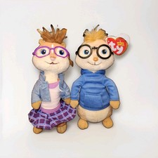 Simon and Jeanette Ty Beanie Babies Alvin & Chipmunks the Squeakquel Discontinud picture
