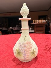 Gorgeous Fenton Lotust Most Burmese Grapes Wine Decanter 13” With Stopper Signed picture
