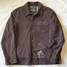 Vintage Orvis Men’s Suede Leather Jacket Brown Hunting Flannel Lined Heavy Sz L picture