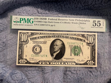 $10 1928 B Federal Reserve Note PMG Very Choice 55 EPQ  picture