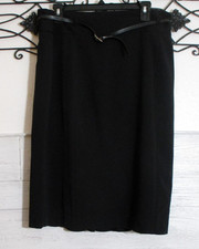 Worthington Women's Skirt Size 16 Black Knee Length Belted picture