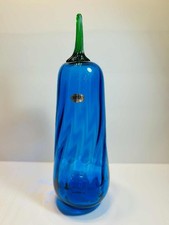 Blenko Limited Release 2520 Atomic Pumpkin-Non Catalogue Turquoise w/Clover Stem picture