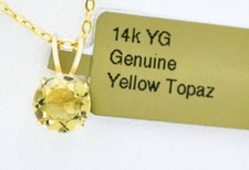 GENUINE 1.26 Cts YELLOW TOPAZ PENDANT 14k GOLD - MADE IN USA - Free Appraisal picture