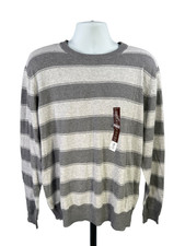 Sonoma Men's Gray Striped Long Sleeve Crewneck Sweater - XL picture