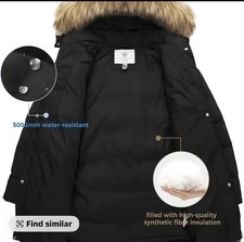 WenVen Women's Bulky Winter Thicken Jacket with Fur Trim Hood (Black,XL) picture