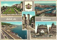 Genoa Italy Multi-View Piazza De Ferrari Port Chrome Postcard Unused picture