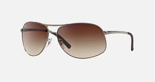 NEW* Ray Ban AVIATOR Gun Metal 64mm w Brown Gradient Sunglass RB3387 004/13 picture