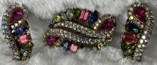 Vintage Hollycraft Signed Parure Brooch and Earrings picture