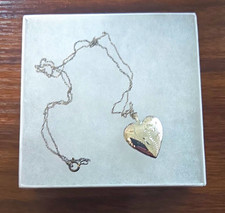 Vintage PPC Sterling Silver Etched Heart Locket Pendant Necklace 20 In 4.3g picture