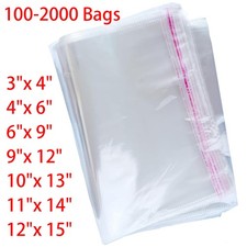 Clear Resealable Self Sealing Cello Cellophane Bag Plastic OPP Poly Bag Any Size picture