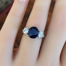 GIA Ceylon Unheated 3.95ct Cushion Sapphire & Diamond Ring in Platinum - HM2668 picture