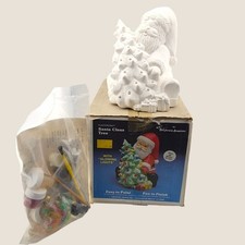 Vintage Plastercraft Cali Ceramic Light up Christmas Tree and Santa Nos In Box  picture