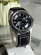 Hamilton Khaki Field H70555533 Automatic Men's Leather Band Black Dial Watch picture