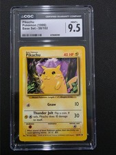CGC 9.5 MINT+ Pikachu 58/102 Base Set Yellow Cheeks Pokemon Card picture