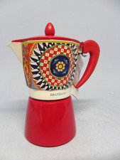 Brandani Italy Red Floral Coffee Maker Moka Pot Stovetop Aluminum 6 Cup NEW picture