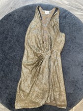 Parker Champaigne Sequin V-Neck Sleeveless Sheath Mini Dress Lined Zip Size M picture