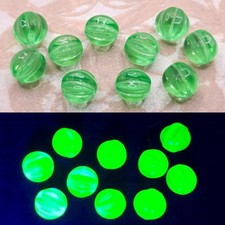 Vintage Melon Uranium Glass Beads 12mm Czech Green 10pcs picture