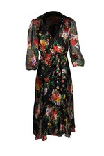 Alice & Olivia - Black w/ Multicolor Floral Print Long Sleeve Dress Sz XS picture