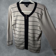 Spense Striped Full-Zip Knit Cardigan Women’s Medium picture