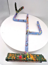Vtg Hand Painted Metal Angle Iron & Rebar Art Sculpture, Brutalist Abstract picture