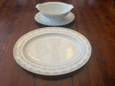 Vintage Noritake Margaret 6243 Oval Serving Platter & Gravy Boat Set Japan picture