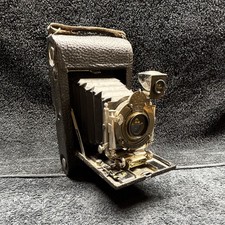 Vintage Kodak No. 3 Folding Pocket Kodak Model E-4 Black Camera w/ Leather Case picture