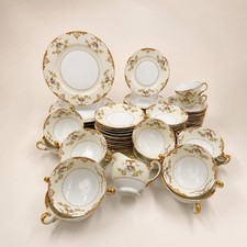 Vintage Meito China Set Marie 68 Pc 1939 Japan Floral Gold Trim picture