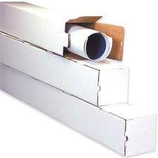 3x3x25 White Box Corrugated Square Mailing Tube Shipping Storage 100 Tubes picture