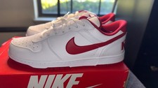 New Nike 10.5m 12w Big Low 'White Gym Red' Casual Leather Shoes 355152-150 picture