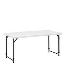 Mainstays 4' Adjustable Height Centerfold Folding Table, White picture