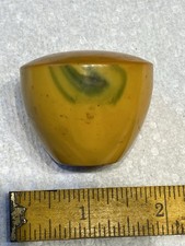Vintage 40s Yellow Marbled Bakelite Catalin Steering Wheel Brodie 42 Grams picture