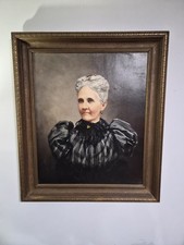 Large Antique 1927 Oil Painting Portrait Victorian Woman Signed H M Wegner picture