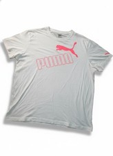 Puma Men's Graphic Logo T-Shirt White Pink Size 3XL Short Sleeve Crewneck Used picture