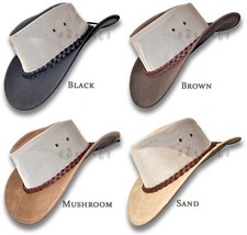 HAT oZtrALa HL34 Suede LEATHER Mesh Breeze Australian Cowboy Golf Outback Summer picture