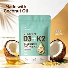 VivoNu 2-in-1 Vitamin D3 K2 Coconut Oil Softgels, Value 2 Pack for Adults picture