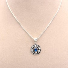 Blue Topaz Silver Pendant Necklace, Blue Gemstone Jewelry, Elegant Gift picture