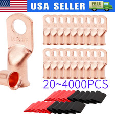 4000pcs 1/0 AWG Gauge Copper Lugs w/ BLACK & RED Heat Shrink Ring Terminals Lot picture