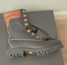 Timberland Men’s Leather Lace-Up Boots Black/Brown Padded Collar US 11.5 NIB picture